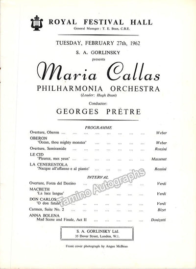 Performance Program Recital Royal Festival Hall 1962