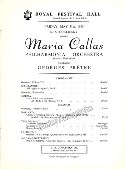 Performance Program Recital Royal Festival Hall 1963