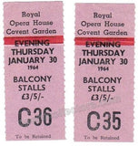 Performance Program Tosca at Royal Opera House 1964 with 2 ticket stubs