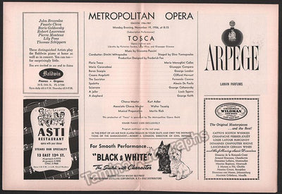 Performance Program "Tosca" Met Opera 1956