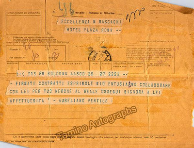 Pertile, Aureliano - Telegram to Pietro Mascagni