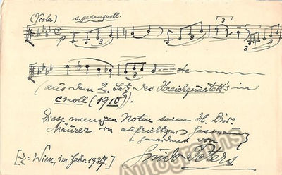 Peters, Guido - Autograph Music Quote Signed 1927