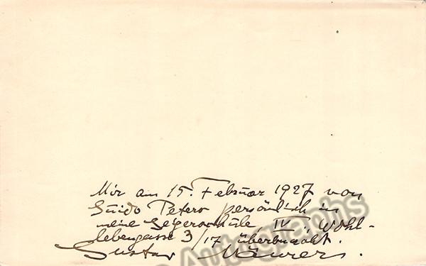 Peters, Guido - Autograph Music Quote Signed 1927 - Tamino
