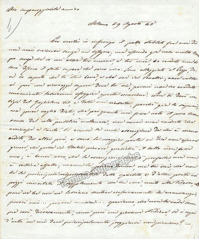 Petrali, Luigi - Autograph Letter Signed 1845