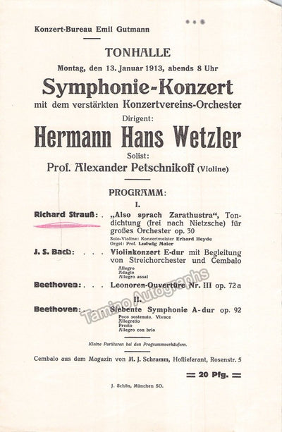 Petschnikoff, Alexander - Concert Program Munich 1913