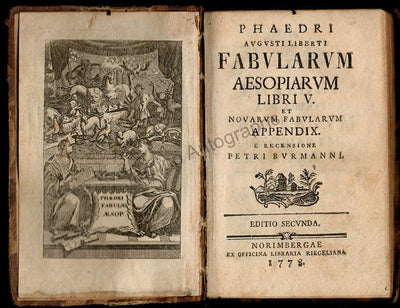 Phaedrus - Book "Augusti Liberti Fabularum Aesopiarum" 1778