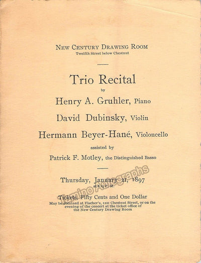 Philadelphia Symphony Society - Lot of 3 Programs 1896-1899