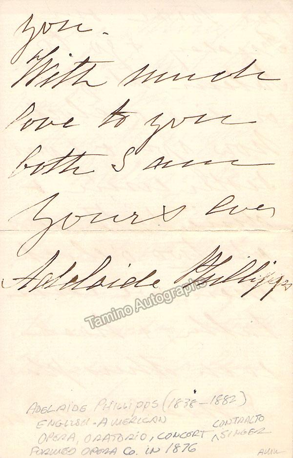 Phillipps, Adelaide - Autograph Letter Signed - Tamino