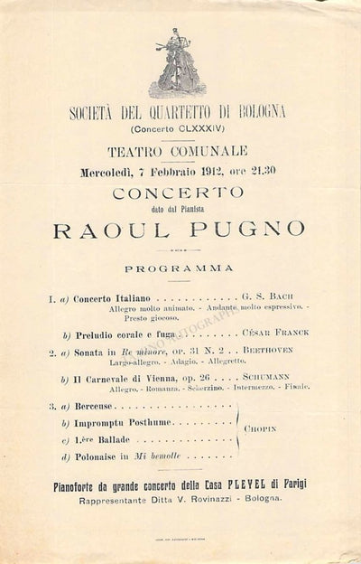 Pianist Program Lot - Bologna 1911-1915