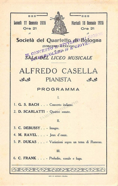 Pianist Program Lot - Rome and Bologna 1913-1919