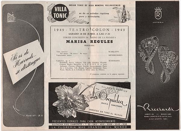 Pianist Programs - Lot of 4 Concert Programs Teatro Colon Buenos Aires 1949-1955 - Tamino