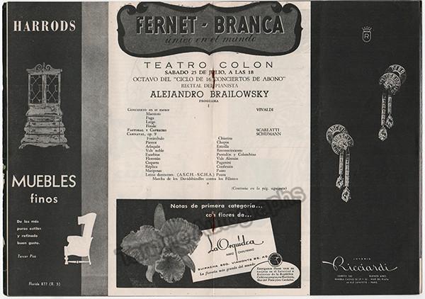 Pianist Programs - Lot of 4 Concert Programs Teatro Colon, Buenos Aires 1949-56 - Tamino