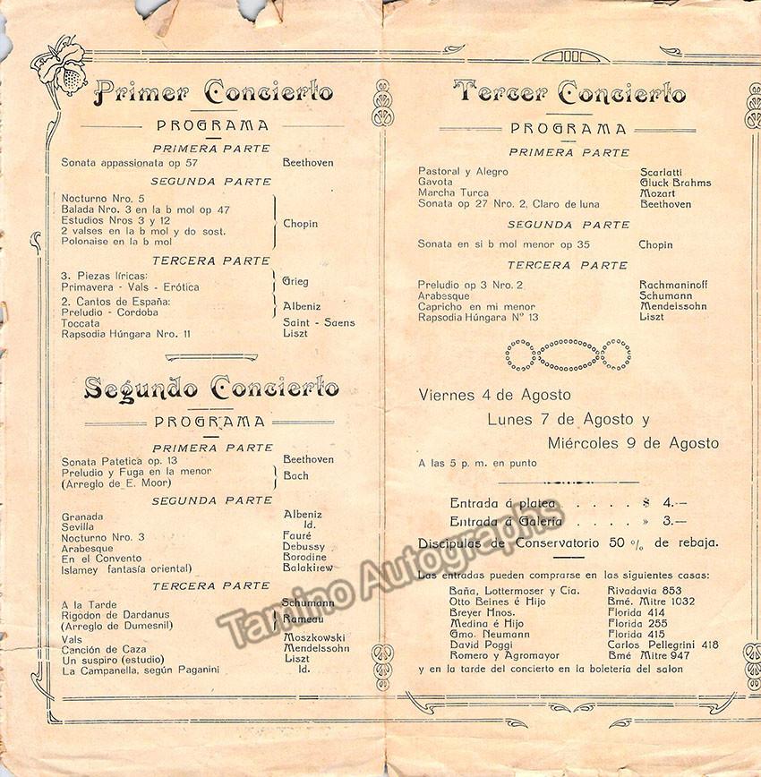 Pianists - Lot of 5 Programs 1913-1920 - Tamino