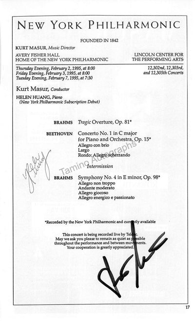 Helen Huang - Kurt Masur