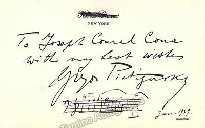 Piatigorski, Gregor - Signed Card & Music Quote 1939