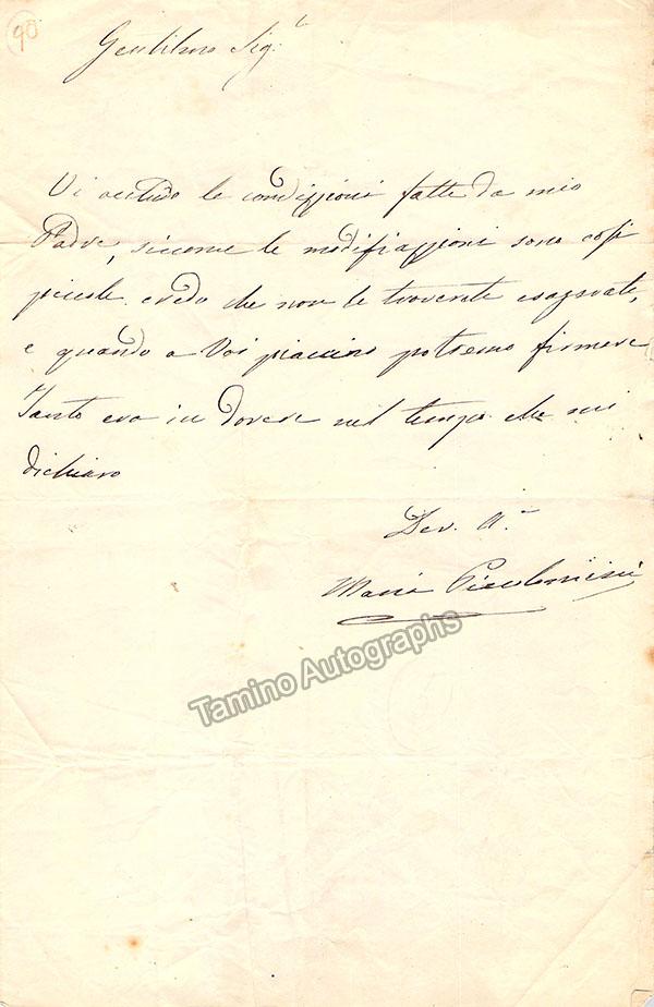 Piccolomini, Maria - Autograph Letter Signed - Tamino