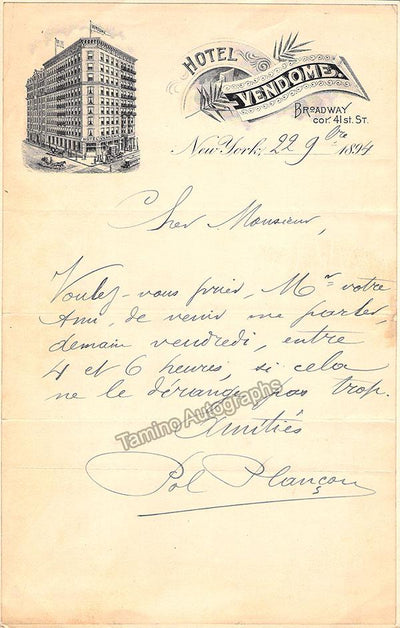 Plancon, Pol - Autograph Note Signed