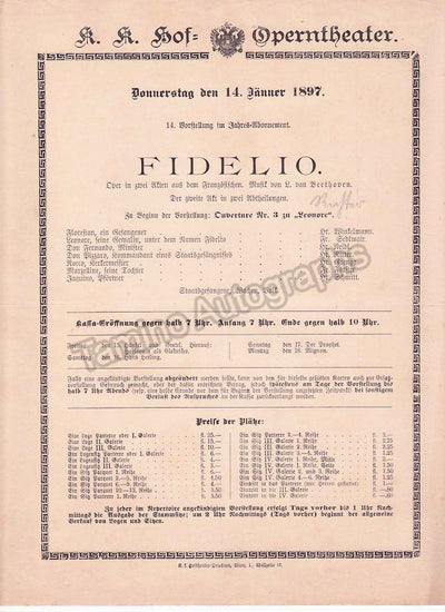 Imperial & Royal Court Opera, Vienna - 8 Playbill Lot 1894-1897