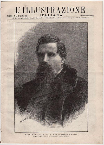 Ponchielli, Amilcare - L'Illustrazione Italiana Announcing his Passing 1886
