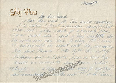 Pons, Lily - Autograph Letter Signed