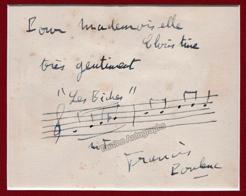 Poulenc, Francis - Autograph Music Quote signed and photo - Tamino