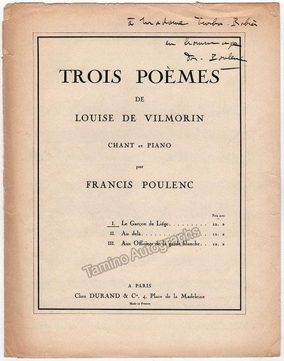 Poulenc, Francis - Signed Printed Scores