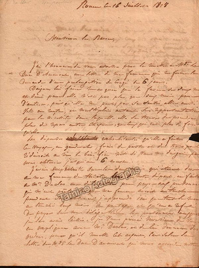 Pradher, Louis-Barthelemy - Autograph Letter Signed 1824