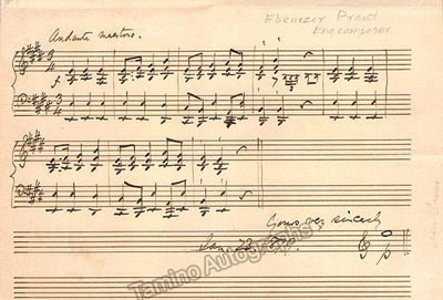 Prout, Ebenezer - Autograph Music Quote Signed 1879