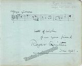 Quilter, Roger - Autograph Music Quote Signed 1921