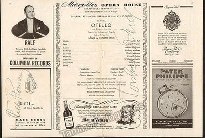 Ralf, Torsten - Signed Cast Page Otello 1946