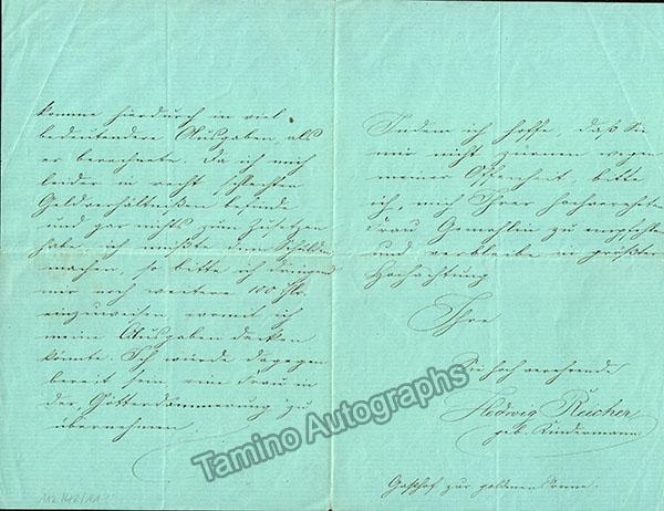 Reicher-Kindermann, Hedwig - Autograph Letter Signed From First Bayreuth Season 1876 - Tamino