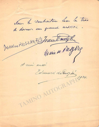Reszke, Jean de - Reszke, Edouard de - Reszke, Marie de - Album Page Signed by all 3!