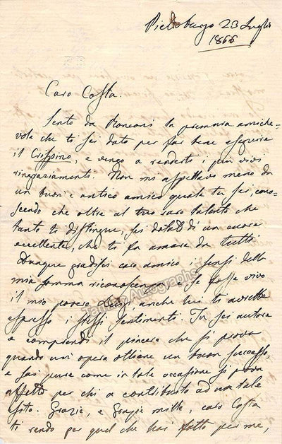 Ricci, Federico - Autograph Letter Signed 1866