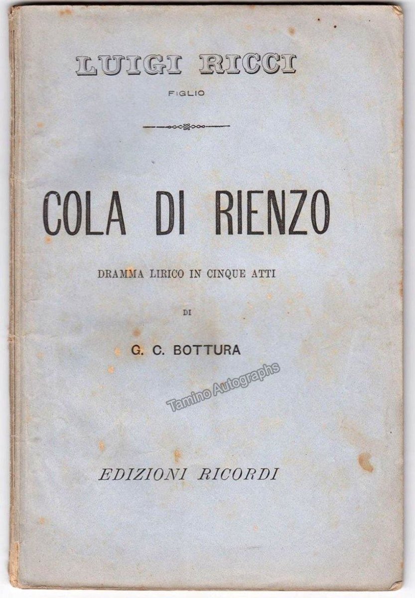 Ricci, Luigi - Cola Di Rienzo World Premiere Program 1880 - Tamino