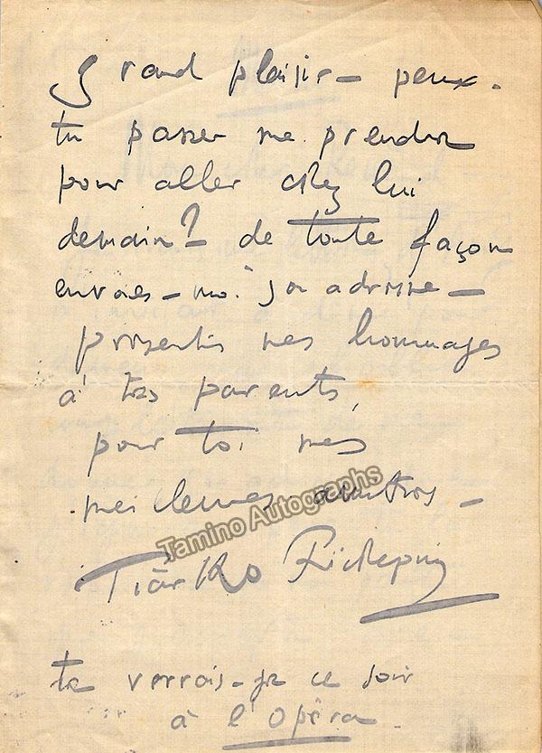 Richepin, Tiarko - 2 Autograph Notes Signed - Tamino