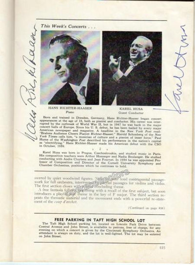 Richter-Haaser, Hans - Husa, Karel - Signed program 1968