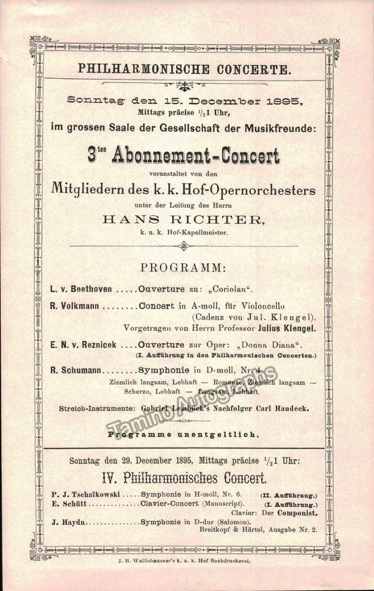 Richter, Hans - Lot of 5 Programs Vienna 1894-1896 - Tamino