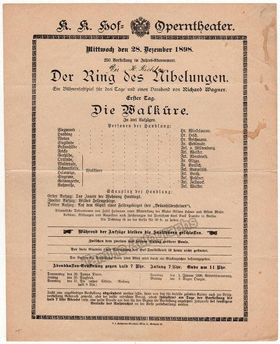 Richter, Karl - Program Die Walküre Vienna 1898