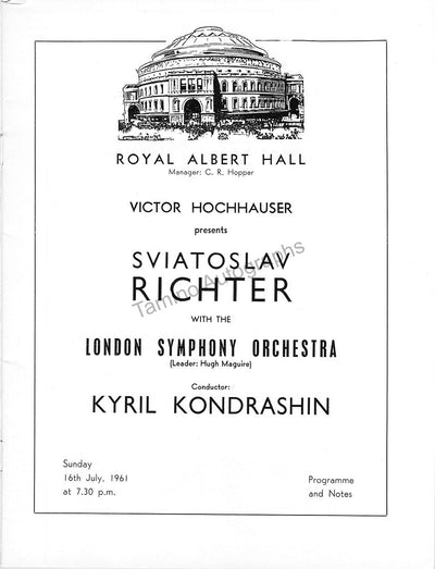 Richter, Sviatoslav - Signed Program London 1961