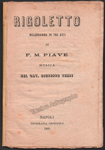 Rigoletto - Early Libretto Naples 1860