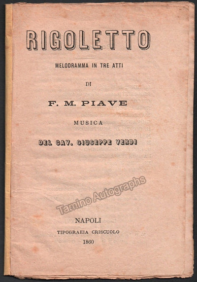 Rigoletto - Early Libretto Naples 1860
