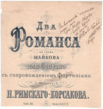 Rimsky-Korsakov, Nikolai - Signed "Two Romanzas" Score 1899