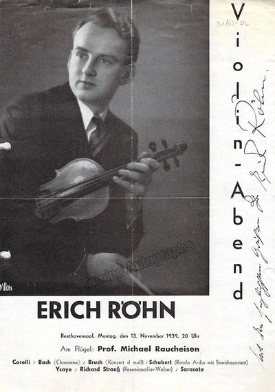 Rohn, Erich - Signed Playbill 1939