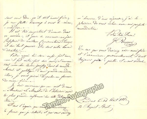 Ronconi, Giorgio - Autograph Letter Signed 1850 - Tamino