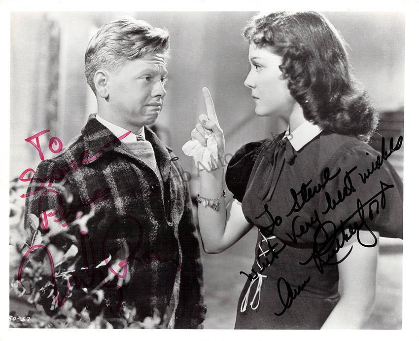 Mickey Rutherford Rooney, Mickey - Rutherford, Ann - Double Signed Photo in