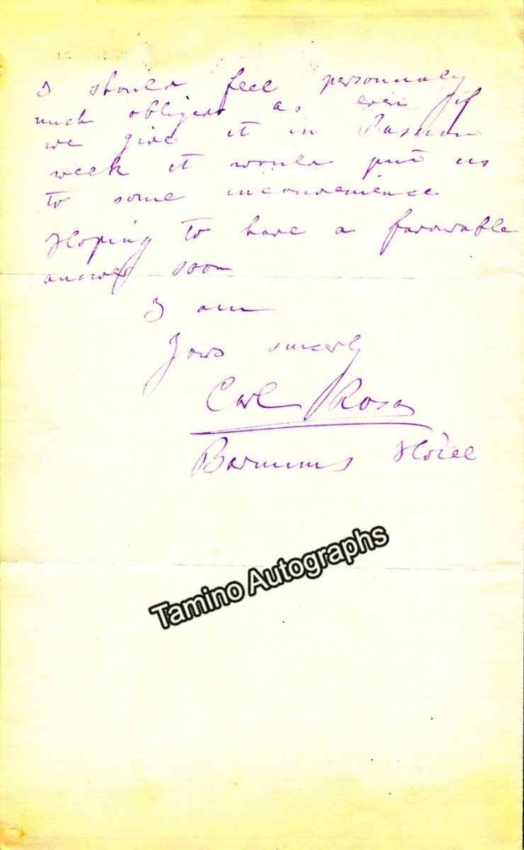 Carl Rosa Autograph Letter Signed 1869 – Tamino