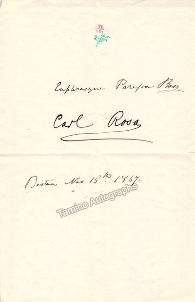 Rosa, Carl - Parepa-Rosa, Euphrosyne - Signed Album Page 1867 + Cabinet Photo
