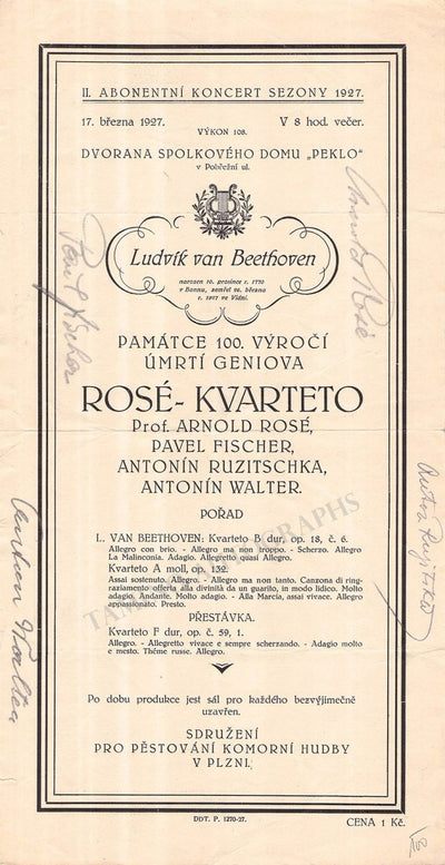 Rose Quartet - Signed Playbill 1927