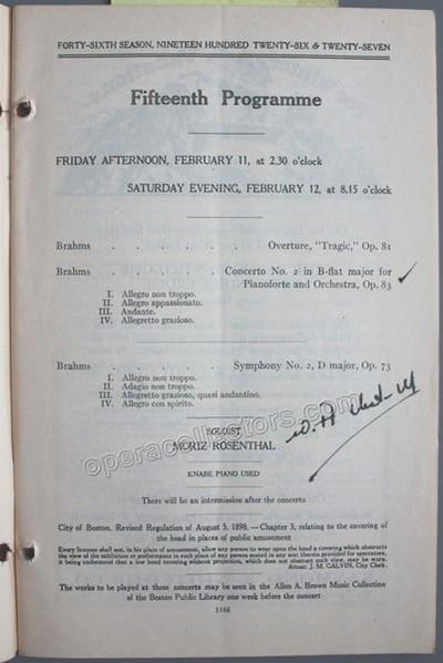 Rosenthal, Moriz - Concert program 1927