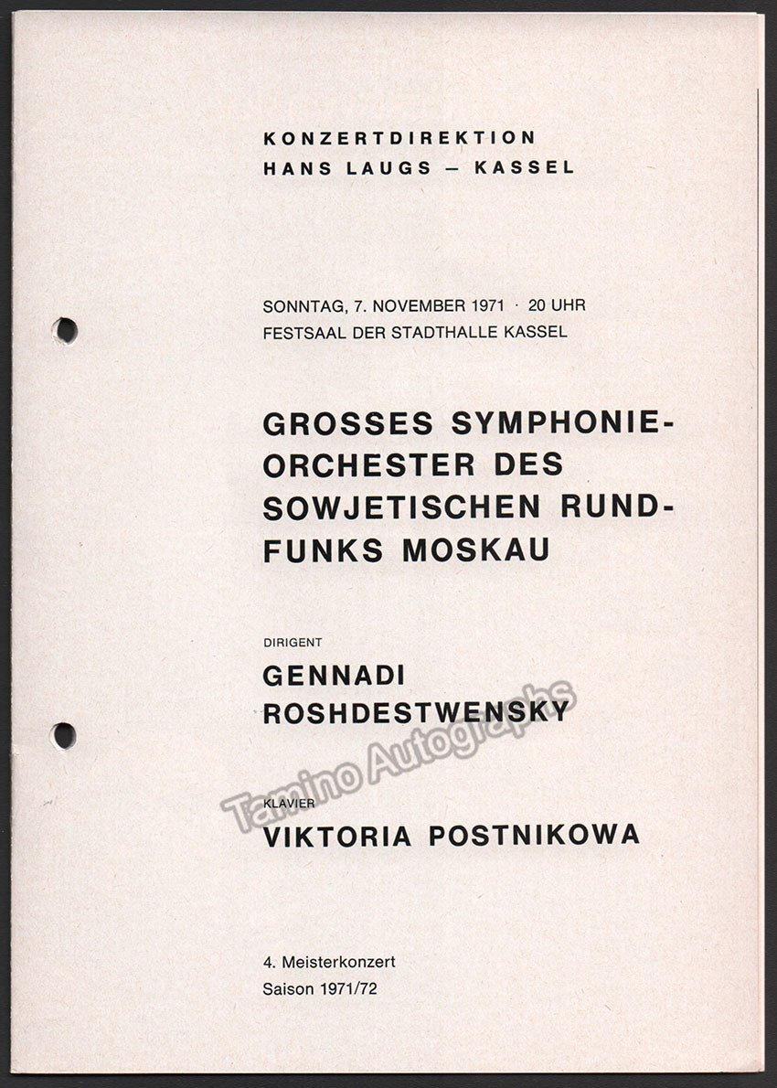 Rozhdestvensky, Gennady - Signed Program Kassel 1971 - Tamino